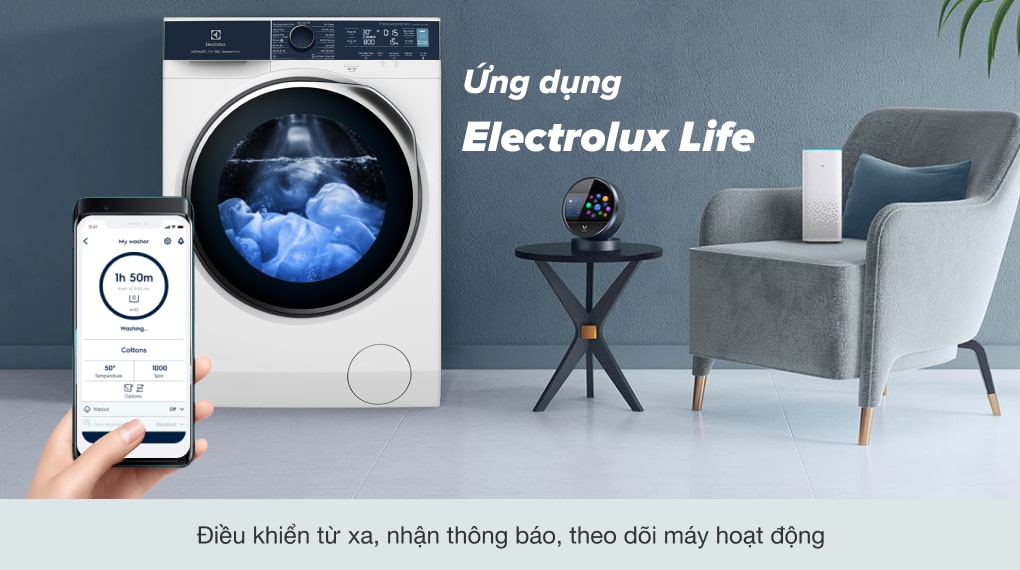 9. Nhờ ứng dụng Electrolux Life giúp dễ dàng điều khiển máy giặt qua điện thoại thông minh