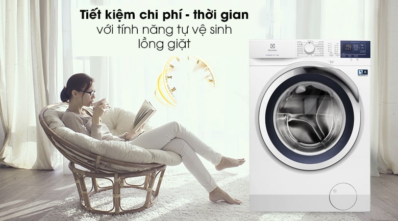 8. Máy giặt quần áo còn giúp tiết kiệm chi phí tối ưu nhờ tính năng tự vệ sinh lồng giặt
