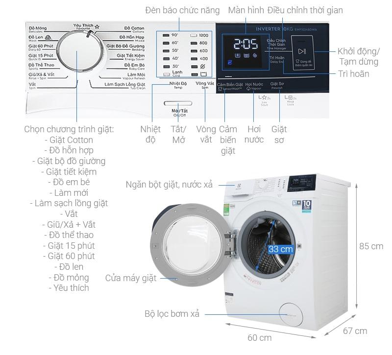1. Tổng quan về máy giặt Electrolux EWF1024BDWA