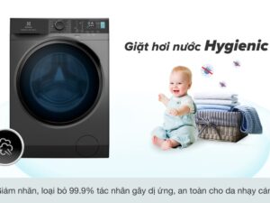 2. Máy giặt giá rẻ EWF8024P5SB Loại bỏ vi khuẩn và tác nhân gây dị ứng với công nghệ giặt hơi nước Hygienic Care