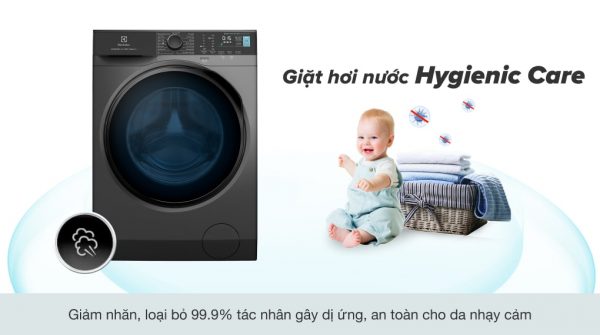 2. Máy giặt giá rẻ EWF8024P5SB Loại bỏ vi khuẩn và tác nhân gây dị ứng với công nghệ giặt hơi nước Hygienic Care