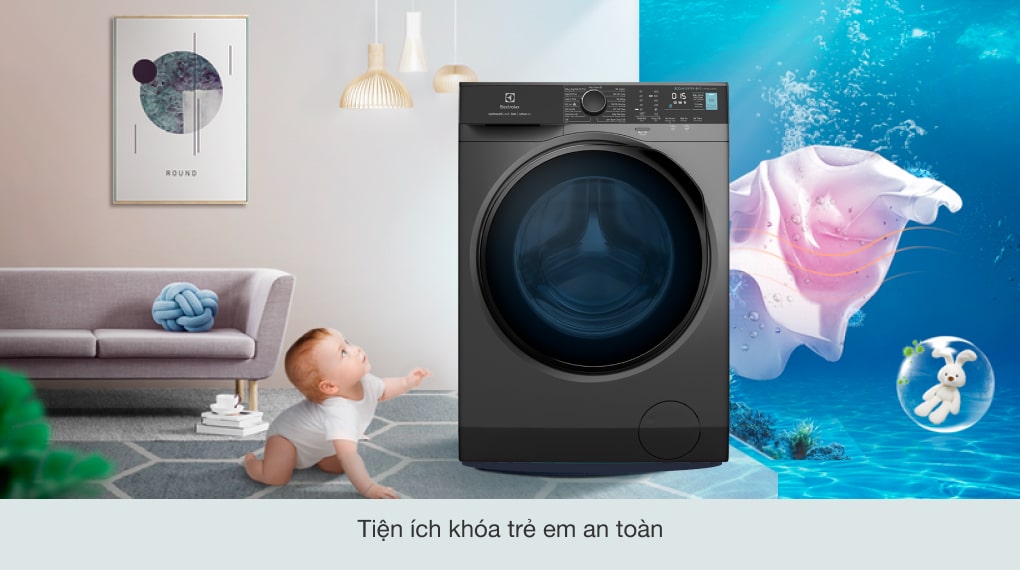 5. Máy giặt lồng ngang Electrolux sở hữu tính năng khóa trẻ em thông minh