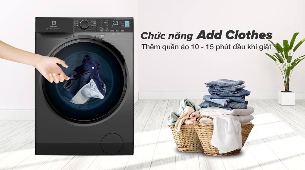 8. Máy giặt inverter giá rẻ sở hữu tính năng Add Clothes dễ dàng thêm quần áo khi máy đang giặt 