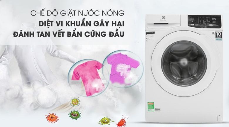 5. Chế độ giặt nước nóng giúp diệt mọi vi khuẩn gây hại, loại bỏ mọi vết bẩn cứng đầu