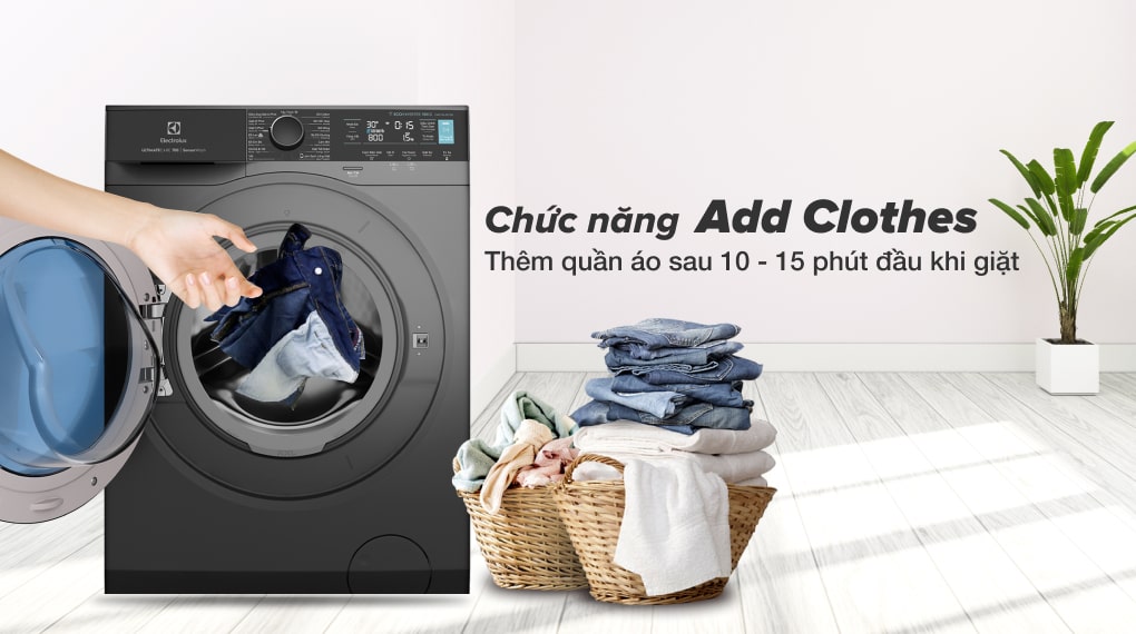 2. Chức năng thêm quần áo trong khi giặt Add Clothes hạn chế bỏ sót quần áo