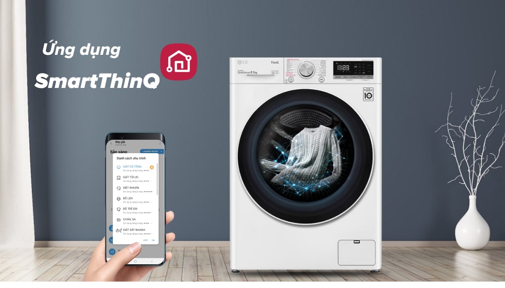 Điều khiển máy giặt từ xa thông qua ứng dụng SmartThinQ