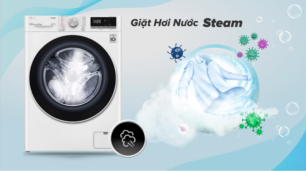 Diệt khuẩn, giảm nhăn quần áo với công nghệ giặt hơi nước Steam