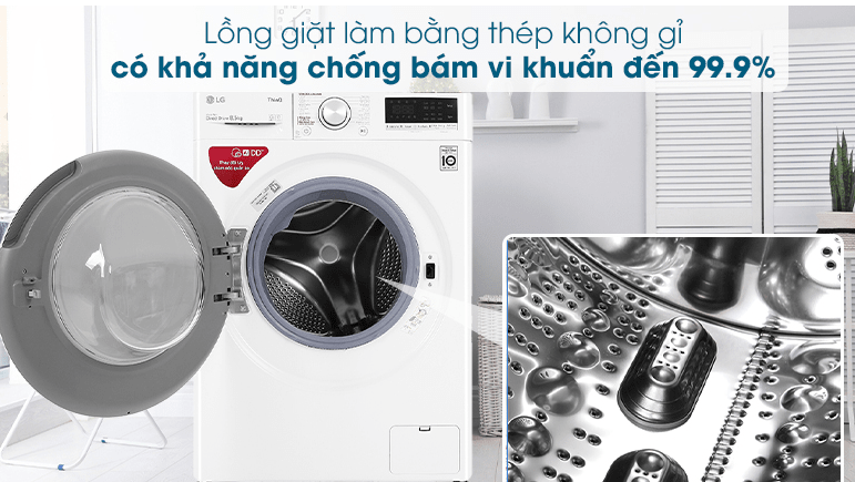 Máy giặt LG FV1408S4W có thiết kế sang trọng, tăng kích thước lồng giặt 