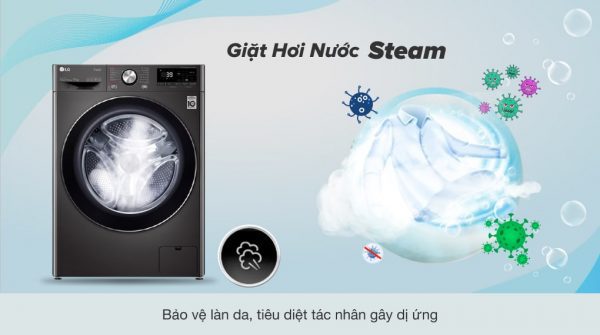7. Bảo vệ làn da, tiêu diệt các tác nhân gây dị ứng nhờ công nghệ giặt hơi nước Steam