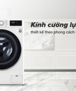 1. Máy giặt LG FV1411S5W thiết kế hiện đại, nổi bật với nắp kính cường lực trong suốt tinh tế