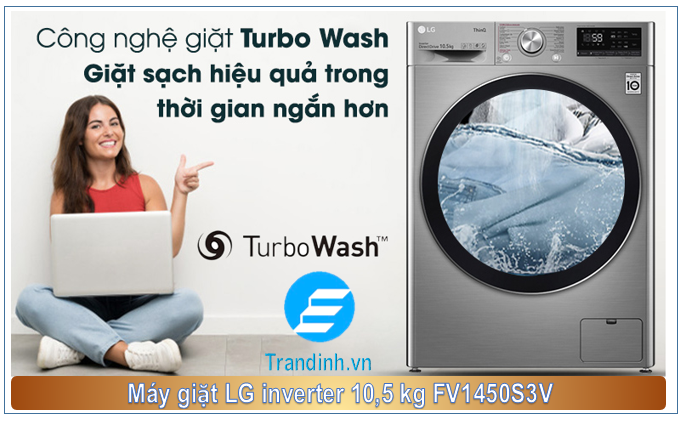 Máy giặt LG FV1450S3V tiết kiệm thời gian giặt 