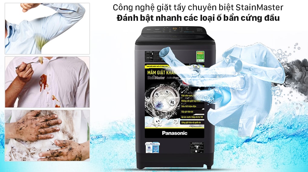  Máy giặt Panasonic NA-F90A9BRV đánh bật mọi vết bẩn cứng đầu