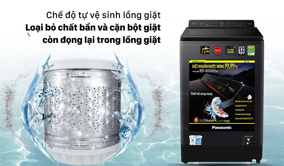 Máy giặt Panasonic NA FD14V1BRV sở hữu chế độ tự vệ sinh lồng giặt Auto Tub Clean