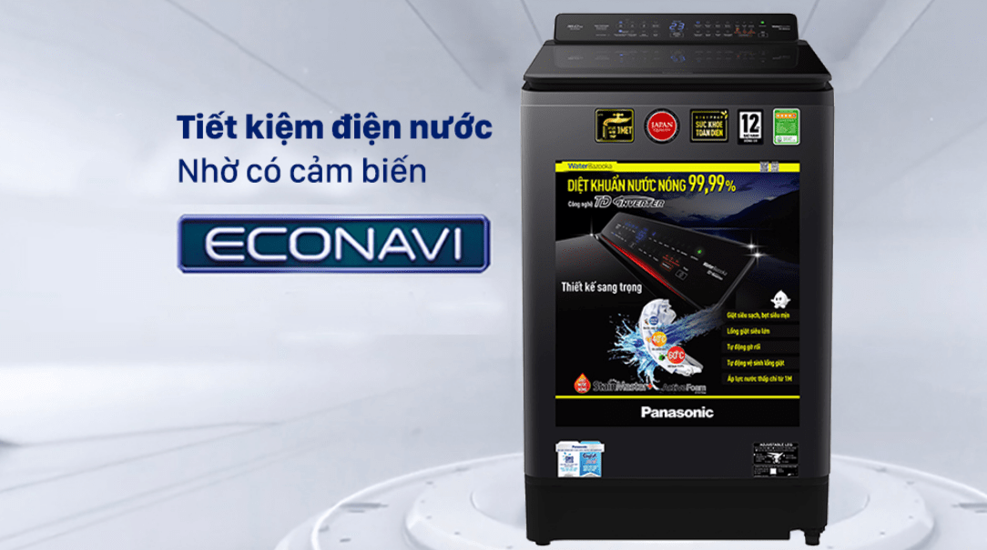 Máy giặt Panasonic FD16V1BRV giúp tiết kiệm năng lượng tối ưu với cảm biến Econavi