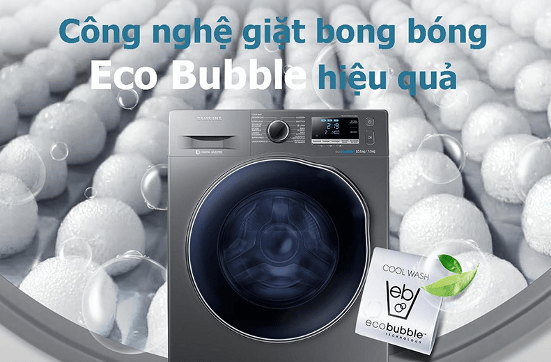 Máy giặt SamSung WW85T554DAX/SV sở hữu công nghệ giặt Eco Bubble đánh bay vết bẩn cứng đầu