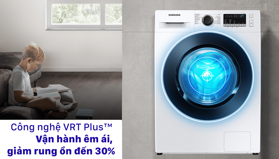 Máy giặt Samsung WW95T4040CE/SV chống rung, giảm tiếng ồn nhờ công nghệ VRT Plus™