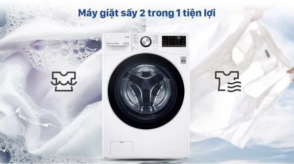 2. Máy giặt sấy LG F2515RTGW tích hợp giặt và sấy tiện lợi