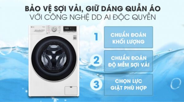 3. Máy giặt sấy F2515RTGW - Công nghệ AI DD vận hành êm ái, giặt sạch hiệu quả
