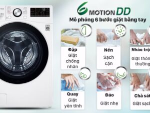 5. Công nghệ giặt 6 chuyển động (6 Motion DD) giảm xoắn rối, bảo vệ sợi vải