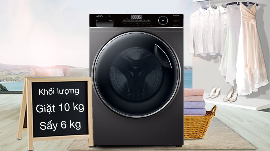 Máy giặt sấy Aqua Inverter 10 kg AQD-AH1000G.PS - giá tốt, có trả góp