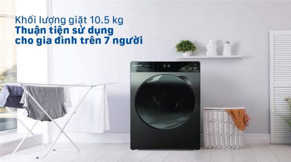1. Máy giặt Sharp inverter ES-FK1054SV-G  phù hợp cho gia đình có trên 7 thành viên