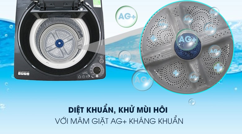 6. Máy giặt Sharp ES-W100PV-H kháng khuẩn khử mùi hiệu quả