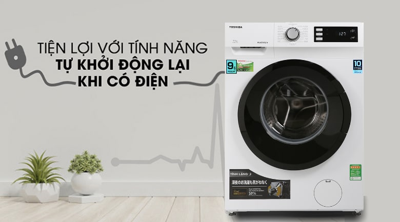 7. Máy giặt Toshiba TW-BK105S2V(WS) tự khởi động lại sau mỗi lần mất điện