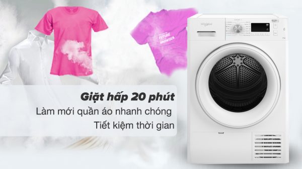 Làm mới quần áo trong vòng 20 phút với chế độ giặt hấp - Máy sấy Whirlpool FFTCM118XB EE