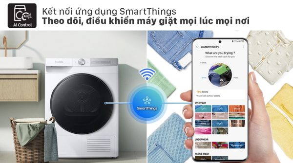 Ứng dụng SmartThings điều khiển máy sấy từ xa thông qua điện thoại