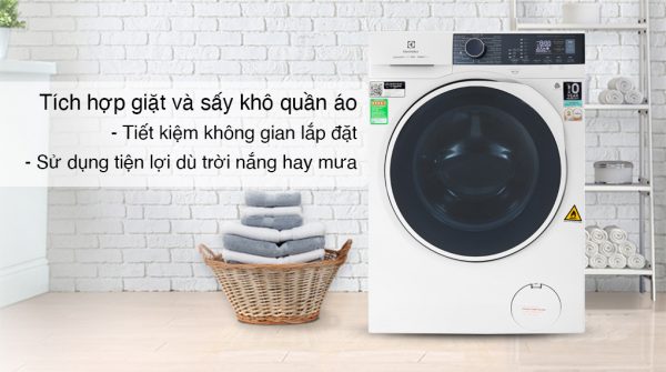 Tích hợp giặt và sấy khô quần áo tiết kiệm không gian lắp đặt và sử dụng tiện lợi dù trời mưa hay nắng