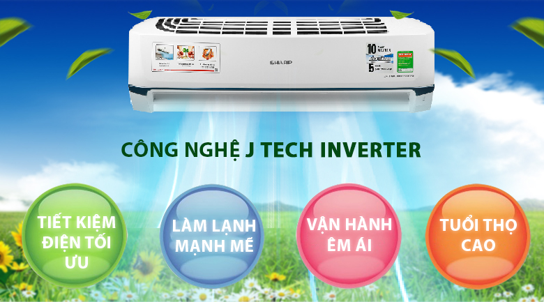 4. Máy lạnh 1 chiều Tiết kiệm năng lượng với công nghệ J-Tech Inverter