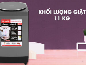 Máy giặt Sharp ES-W110HV-S khối lượng giặt lớn đến 11 kg, thoải mái dùng với gia đình trên 7 thành viên