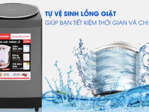 Máy giặt Sharp ES-W110HV-S tiết kiệm chi phí và thời gian với tính năng vệ sinh lồng giặt