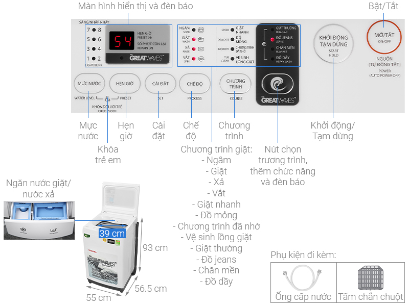 Tổng quan máy giặt Toshiba 8kg AW-K900DV(WW) ( Hình ảnh bên dưới) 