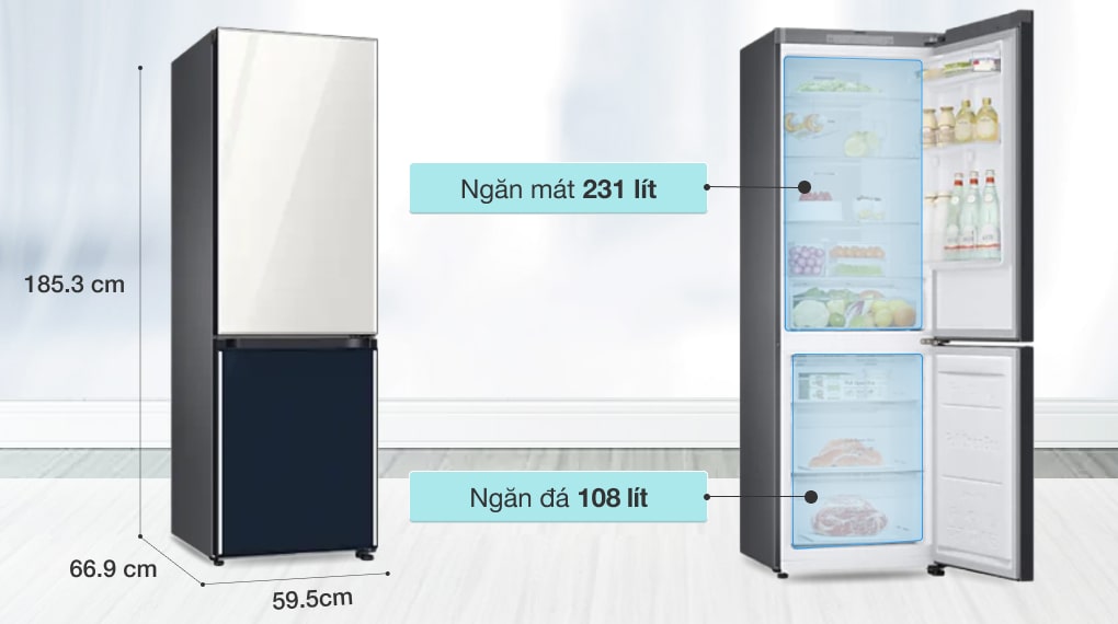 8. Tủ lạnh Samsung inverter 339 lít RB33T307029/SV phù hợp gia đình từ 3-4 người