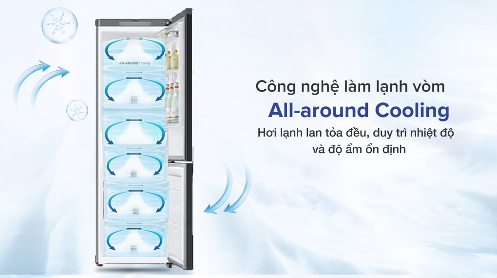 4. Hệ thống làm lạnh vòm All-around Cooling nâng cao hiệu quả bảo quản thực phẩm