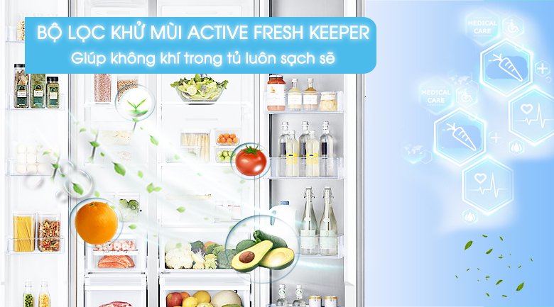 Khử mùi kháng khuẩn nhờ bộ lọc Active Fresh Keeper trên tủ lạnh Samsung RS58K6417SL/SV