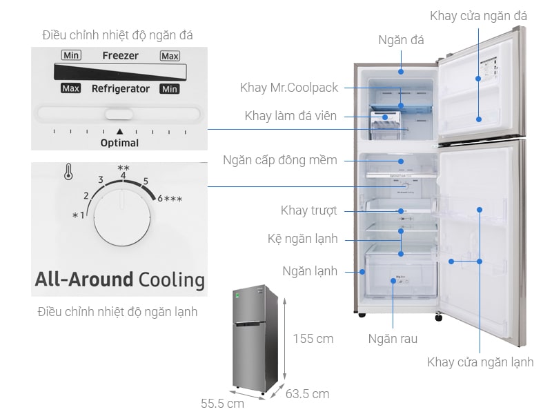 1. Hình ảnh tổng quát tủ lạnh Samsung RT22M4033S8/SV