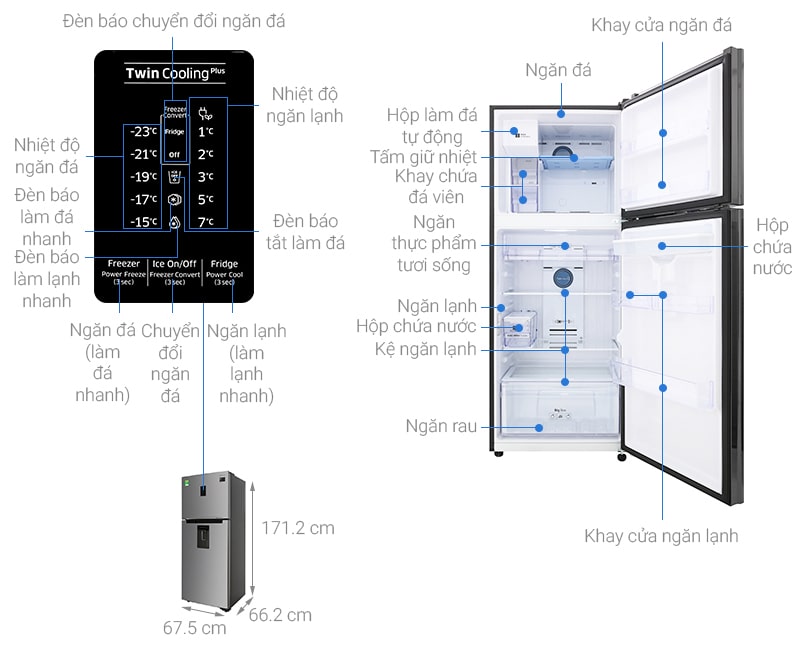 1. Phác hoạ tổng quát tủ lạnh Samsung RT35K5982S8/SV