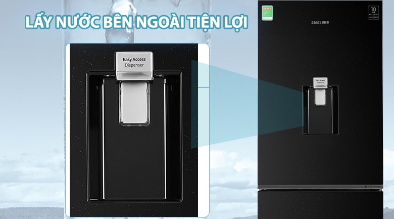 Tủ lạnh Samsung RB27N4170BU/SV tránh thất thoát hơi lạnh với thiết kế lấy nước bên ngoài