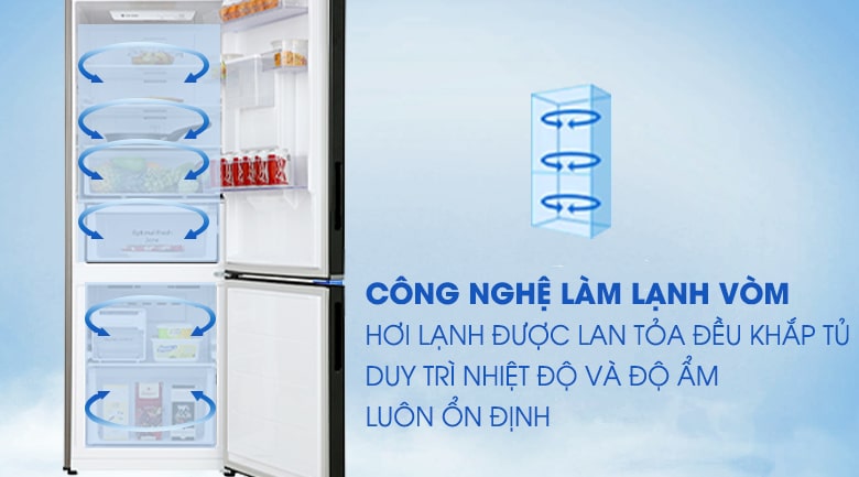 Tủ lạnh Samsung RB30N4170BY/SV hơi lạnh tỏa ra hình vòm bao trùm toàn bộ các ngăn chứa