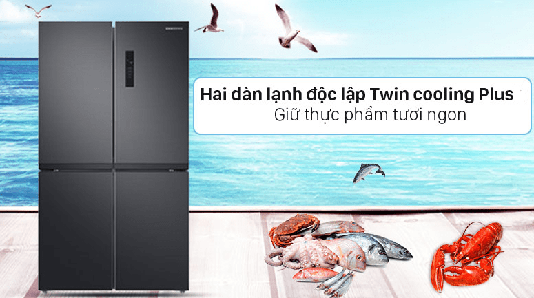 5. Hai dàn lạnh độc lập Twin cooling Plus trên tủ lạnh RF48A4000B4 SV lưu giữ thực phẩm luôn tươi ngon