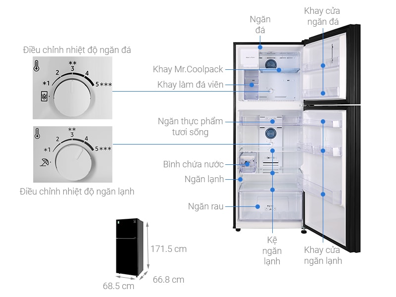 Kích thước của Tủ lạnh Samsung RT35K50822C/SV
