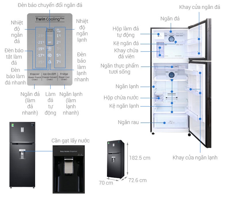 1. Thông số kỹ thuật chi tiết Tủ lạnh Samsung Inverter 451 lít RT46K6885BS/SV