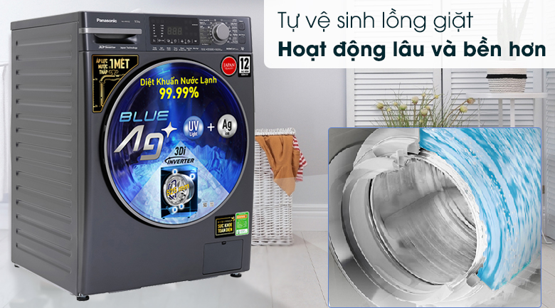 Máy hoạt động lâu và bền hơn nhờ chức năng tự vệ sinh lồng giặt