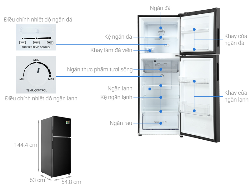 3. Hình ảnh mô phỏng sản phẩm Tủ lạnh Aqua Inverter 245 lít AQR-T259FA(FB)