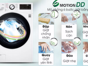 Máy giặt LG Inverter 15 Kg F2515STGW- Bảo vệ sợi vải tối ưu, giảm xoắn rối quần áo với công nghệ giặt 6 chuyển động
