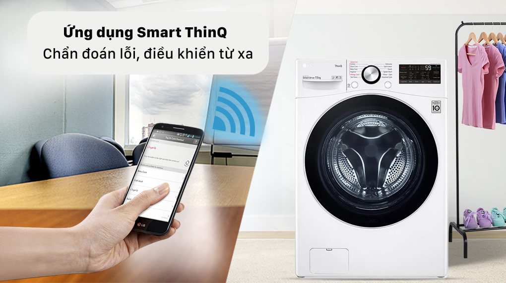 12. Máy giặt LG F2515STGW tích hợp ứng dụng Smart ThinQ