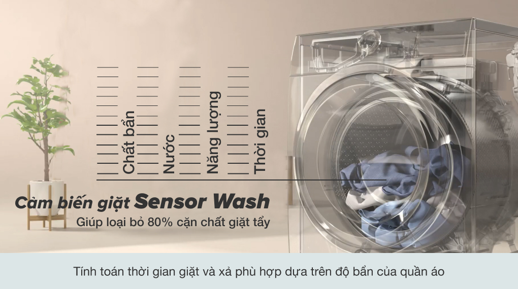 6. Máy giặt Electrolux thế hệ mới trang bị cảm biến Sensor Wash giúp tính toàn thời gian giặt xả phù hợp