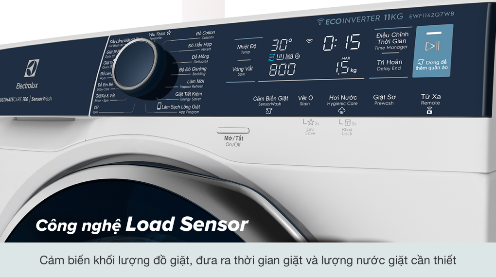 3. Máy giặt Electrolux trang bị công nghệ cảm biến Load Sensor tiết kiệm thời gian